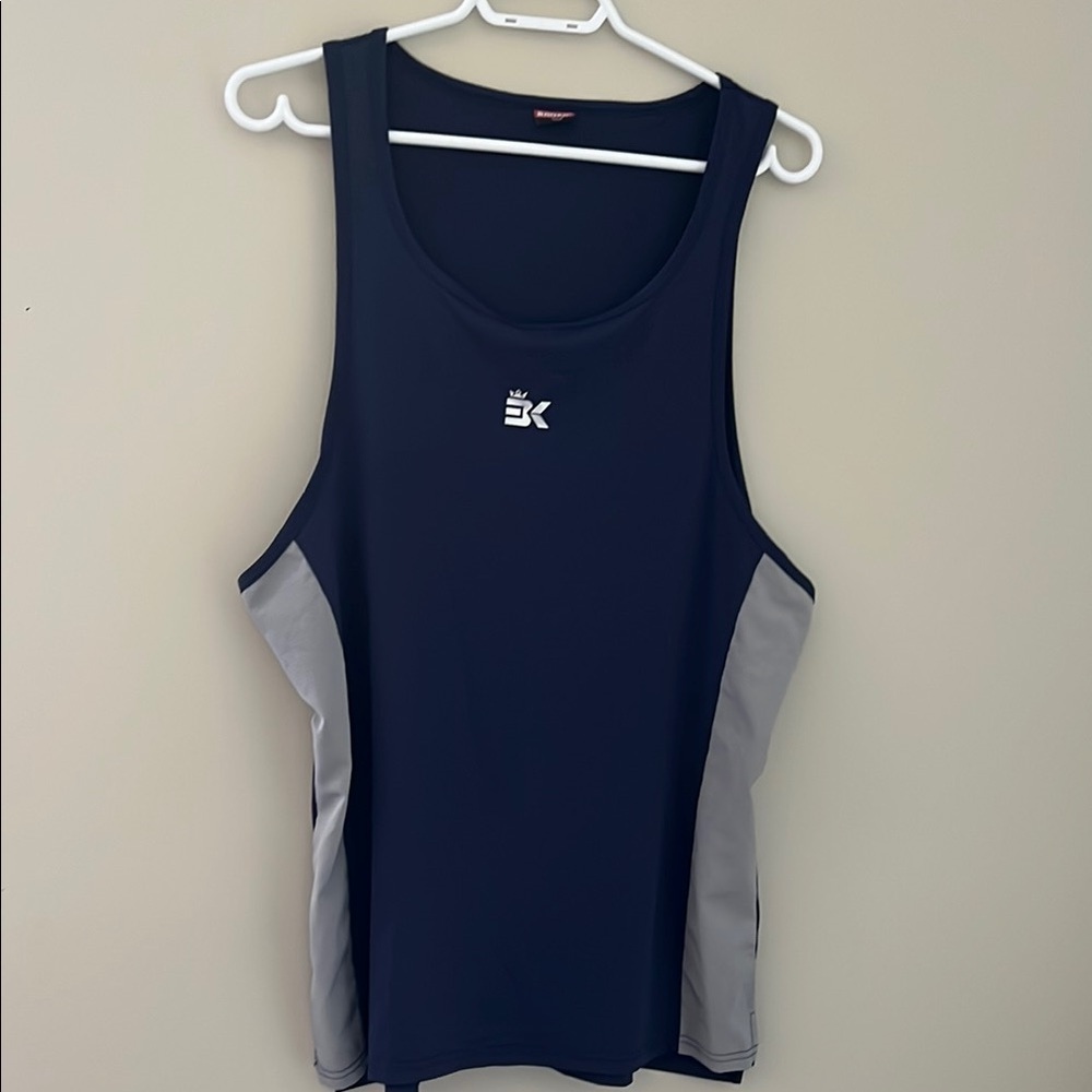Broking BK Athletic Tank Top Navy Gray Performance Sleeveless Large